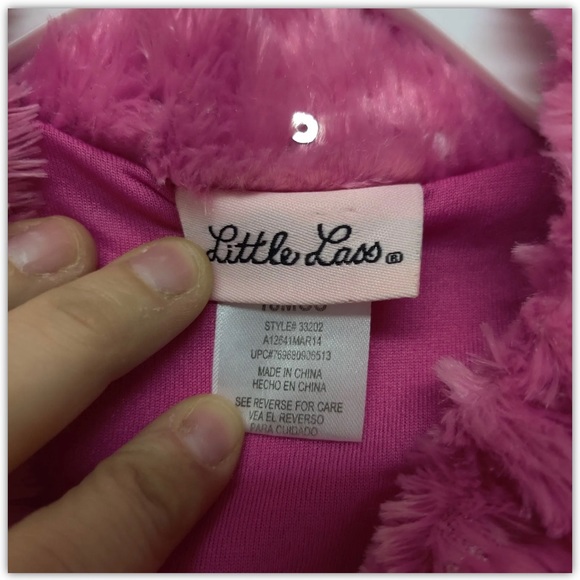 Little Lass Jacket Coat Infant Baby Size 18 Month Pink Fluffy Sequin Warm Winter - Picture 3 of 4